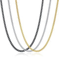 3 Pcs Cuban Link Chain Necklace for men, 4mm Stainless Steel Silver Black and 18K Gold Plated Chains Necklace men Women, 18"/22"/26"/30 Inches - size: 30 Inches