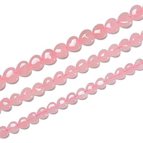 JM Design Rose Quartz Heart Shape Beads Size 8mm 15.5'' Strand for Jewelry Making - size: 8mm
