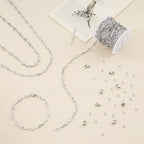 YOUBEIYEE 13 Feet Stainless Steel Jewelry Making Chains Rhombic Clover Link Chain for Women Necklace DIY Chains Bulk - color: Clover Rhombic Silver