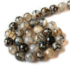 100pcs 10mm White Dragon Vein Agate Beads Natural Gemstone Beads Round Loose Beads for Jewelry Making - color: White Dragon Vein Agate, size: 10mm