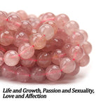 70PCS Natural 8MM Healing Gemstone, Strawberry Quartz Energy Stone Round Loose Beads, Semi-Precious Crystal Beads with Free Elastic String for Jewelry Making DIY - color: Strawberry Quartz
