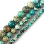 6mm Green Sea Sediment Imperial Jasper Round Gemstone Natural Stone Loose Beads for Jewelry Making Design Crafts 60 Pcs 15 Inch - color: Green, size: 6mm