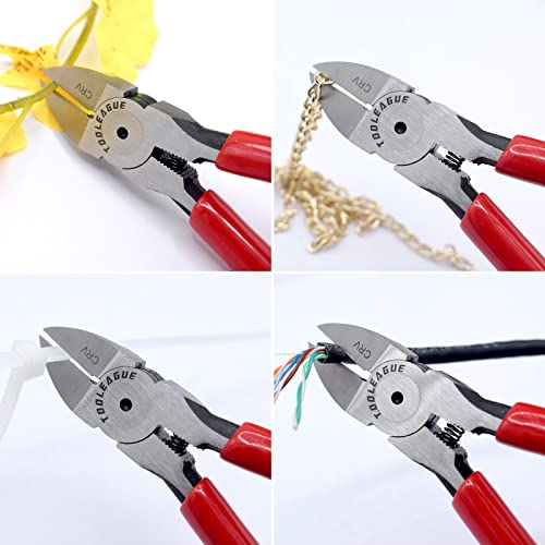TOOLEAGUE Wire Flush Cutters, 7-Inch Side Cutter Clippers,C-RV Ultra Sharp Flush Cut Pliers, Heavy Duty Wire Cutters for Crafts,Artificial Flowers,Jewelry Making, Electrical & Any Clean Cut Needs