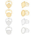 UNICRAFTALE 8Pcs 2 Colors Stainless Steel Open Cuff Rings Components Bezel Cup Rings Settings Gold Plated Oval Pad Ring Blanks Base Adjustable Blank Ring Tray 14x10.5mm for DIY Jewelry Making - size: Tray: 14x10.5mm