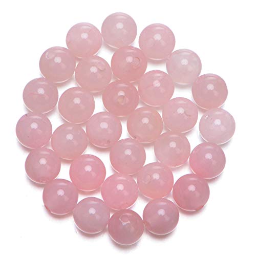 AD Beads Natural Gemstone 10mm Round Loose Beads Big Hole 2mm Sized 30pcs (Rose Quartz) - color: Rose Quartz