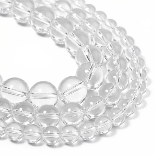 45pcs Clear Quartz Stone Beads，8mm Healing Power Natural Stone Round Loose Beads for Jewelry Making Earring Necklace DIY Crafts - color: Smooth Clear Quartz Stone, size: 8mm 45beads