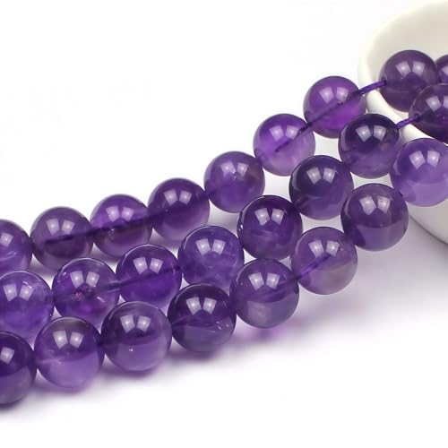 MJDCB 5A Natural South Africa Amethyst Gemstone Round Stone Beads for Jewelry Making DIY Bracelet Necklace (4mm) - color: South Africa Amethyst, size: 4mm