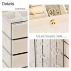 Greenfeather Jewelry Organizer with 7 Removable Drawers, Clear Acrylic Jewelry Box with 16 Necklace Hooks 48 Pairs of Earring Holes 5 Velvet-Lined Drawers for Rings Bracelets Necklaces - color: Off-White-Style B