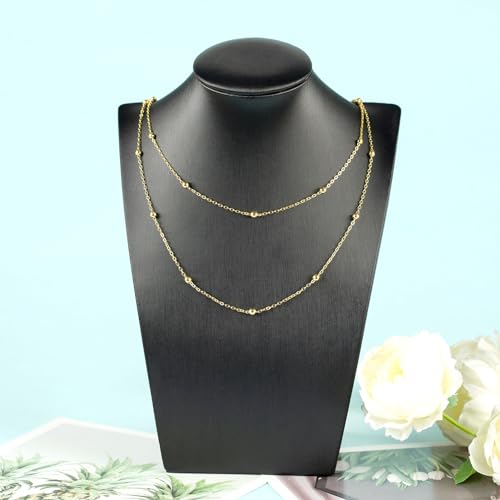 YOUBEIYEE 32.8 Feet Satellite Bead Chain for Jewelry Making 18K Gold Plated Brass Cross Chain Link Jewelry Chain Roll with Jump Rings and Lobster Clasps - color: Bead