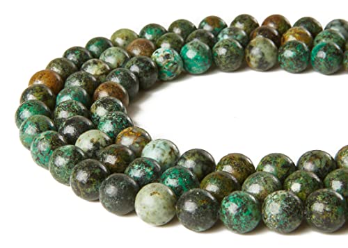 35pcs 10mm African Turquoise Beads Natural Gemstone Beads Round Loose Beads for Jewelry Making - color: African Turquoise, size: 10mm