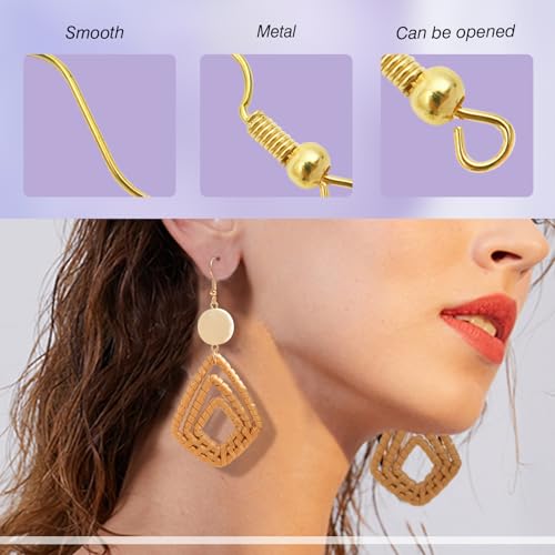 TOAOB 100pcs Earring Hooks Hypoallergenic French Ear Wires with Ball and Coil 18mm Gold Tone Fish Hook Earrings Making Supplies for DIY Jewelry Making - color: Gold