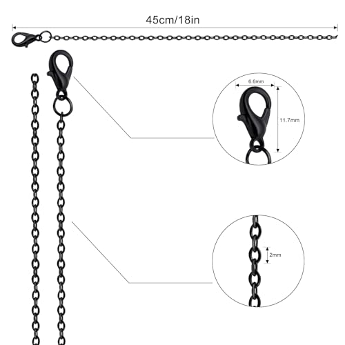 Lemonkey 24 Pack Necklace Chains Bulk,Black Plated DIY Cable Link Chains for Jewelry Making 18 Inches - color: Black, size: 18inch