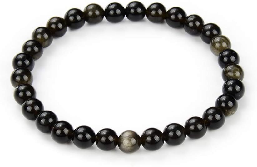 60pcs 6mm Natural Stone Beads Gold Obsidian Beads Energy Crystal Power Gemstone for Jewelry Making, DIY Bracelet Necklace - color: Gold Obsidian, size: 6mm