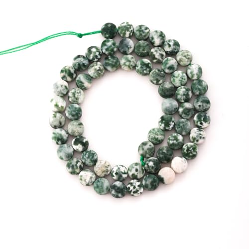 6mm Faceted Natural Green Spot Stone Beads Coin Disc Gemstone Spacer Beads for Jewelry Making DIY Bracelet Necklace - color: Green Spot
