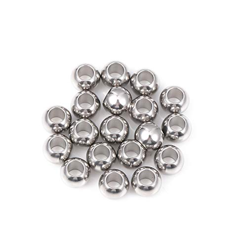 BEADIA Stainless Steel Spacer Beads 9x7mm Round Loose Charm Caps Beads for DIY Jewelry Making 20pcs with 4.5mm Hole - color: 9x7mm 4.5mm