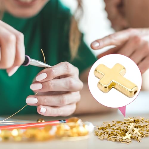 60 Pcs Cross Charms for Jewelry Making, Religious Cross Beads for Bracelets, Crosses for Jewelry Making, Bracelets, Necklaces, DIY Crafts (Gold) - color: 60pcs, 13x9mm, Gold