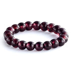NLIEO Natural Gemstone Stretch Beaded Rings for Women Stackable Dainty Elastic Crystal Rings Jewelry - style: Almandite Garnet