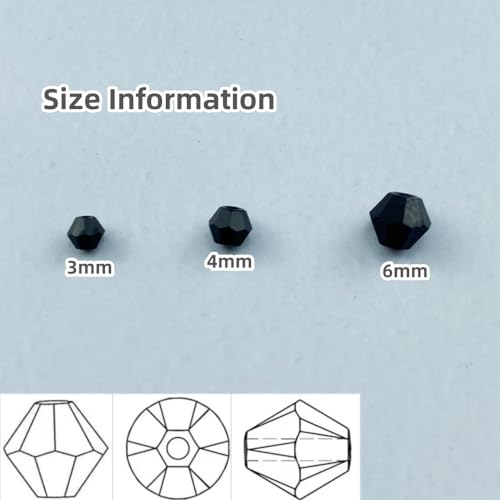 400pcs Bicone Crystal Beads 4mm Crystal Glass Faceted Beads for Necklace Bracelet Earrings DIY Jewelry Crafts Making Supplies(Black) - color: Black, size: 4mm