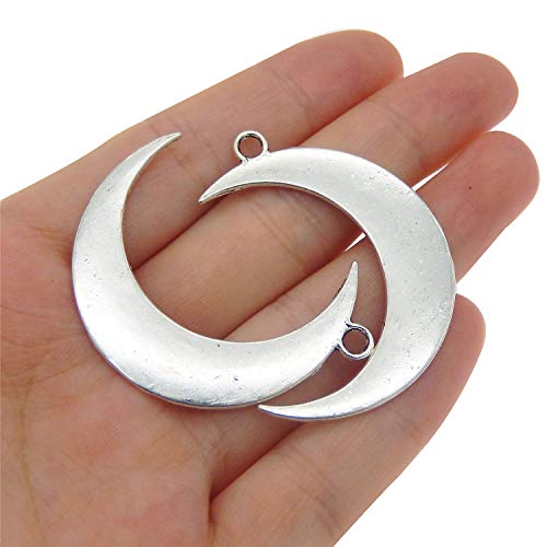 Julie Wang 16 Pieces Silver Color Moon Crescent Pendant Charms for Necklace Jewelry Making 44x31mm