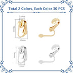 UNICRAFTALE 60Pcs 2 Colors 304 Stainless Steel Clip-on Earring Findings Golden Earring Clip Backs Clip-on Earring Converter Components Non-Pierced Ears for Non Piercing Earrings Jewelry Making - color: Stainless Steel Color and Golden