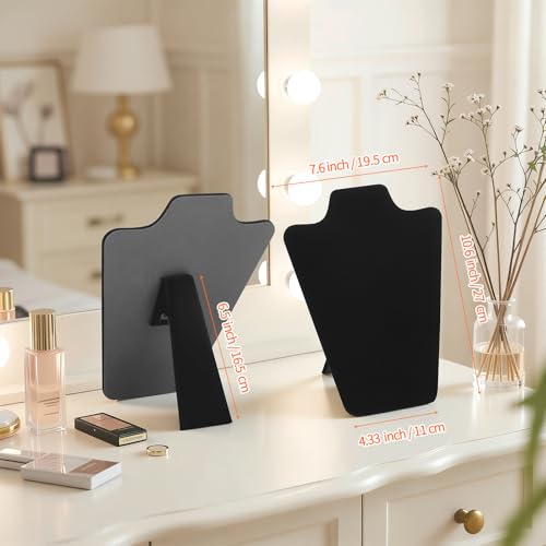 KUKUVR 2Pcs Black Velvet Necklace Bust Display Stand, Jewelry Pendants Chain Holder Stand, Necklace Display Board for Retail Vendor Booth & Selling (Medium 10.6 * 7.6inch) - size: Medium 10.6*7.6inch