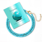 Crystal Choker Necklaces for Women,4mm Handmade Natural Stone Choker Beaded Necklace Healing Crystal Necklace Gemstone Bead Necklaces for Women - color: Turquoise