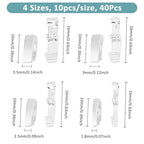 SUPERFINDINGS 40Pcs 4 Sizes Fold Over Clasps Brass Bracelet Necklace Extender 925 Sterling Silver Plated Jewelry Clasps Closure End Caps for Jewelry Making, 10x1.8-3x4mm