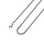 Square Rolo Chain Necklace Stainless Steel Round Box Necklace for Men & Women - size: 30 Inches, style: 3 mm Wide