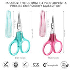 PAFASON Small Travel Embroidery Scissors Set Curved Straight Tip All Purpose for Quilting Sewing Knitting Crafting Cross Stitch Crochet Thread Yarn Paper Fabric Detail Multipurpose Cutting Safety Case - style: Modern