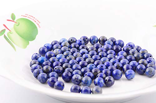 Natural Stone Beads 100pcs 8mm Lapis Lazuli Round Genuine Real Stone Beading Loose Gemstone Hole Size 1mm DIY Charm Smooth Beads for Bracelet Necklace Earrings Jewelry Making (Lapis Lazuli Blue, 8mm) - color: Lapis Lazuli Blue, size: 8mm