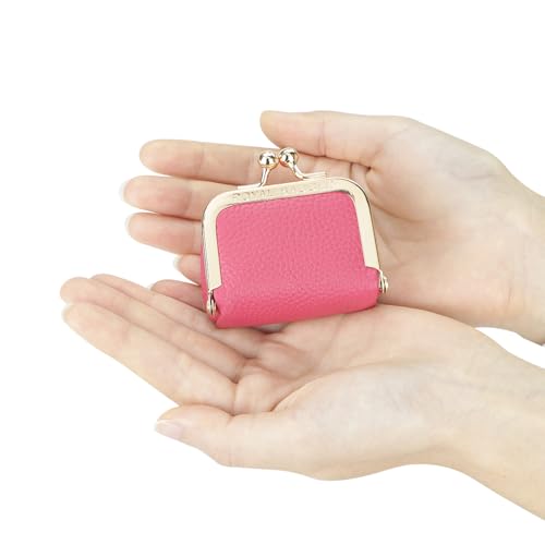 Royal Bagger Genuine Cow Leather Mini Jewelry Box Women's Coin Purse Solid Color Kiss Lock Change Pouch Casual Style Small Storage Bag for Women 1894 (New Black1) - color: New Black1