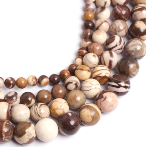 90pcs Adabele Natural Brown Zebra Jasper Healing Gemstone 4mm (0.16 inch) Small Round Beads Gem Stone Spacer for DIY Craft Jewelry Making GY12-4 - color: Zebra Jasper, size: 4mm (90pcs/1 Strand)