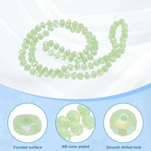 PATIKIL 75 Pcs 8mm OD 5mm Thick Crystal Glass Beads, Rondelle Crystal Beads Faceted Cut Gemstone Strand with Spacer Beads for Craft, Bracelet, Necklace, Emerald Green - color: Emerald Green