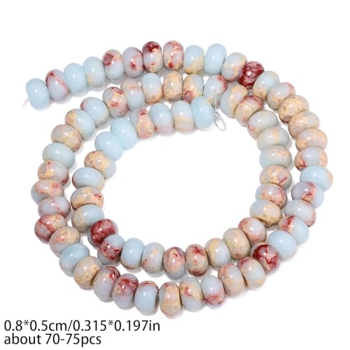 Songxi 5x8mm Natural Blue Shoushan Stone Rondelle Beads, 75PCS Spacer Round Loose Abacus Beads for Jewelry Making, Gemstone for Bracelet Necklace Earrings, Arts and Crafts - color: Blue Shoushan Stone