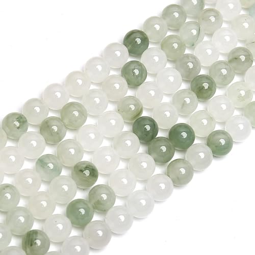 70PCS Natural 8MM Healing Gemstone, Iceberg Jade Energy Stone Round Loose Beads, Semi-Precious Crystal Beads with Free Elastic String for Jewelry Making DIY - color: Iceberg Jade, size: 8MM