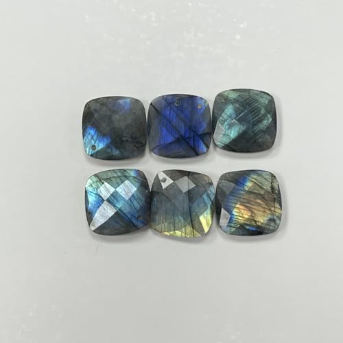 Natural Stone Pendants Faceted Flash Labradorite Stone Beads Flash Crystal Gemstone Charms for Jewelry Making Necklace Bracelet Gift - color: square