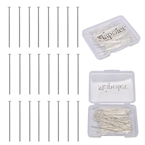 200pcs 30mm 925 Silver Filled Flat Head Pins DIY Crafts Beads Charms Earring Bracelet Jewelry Making Accessories Supplies - color: Silver Flat Pins, size: 30mm