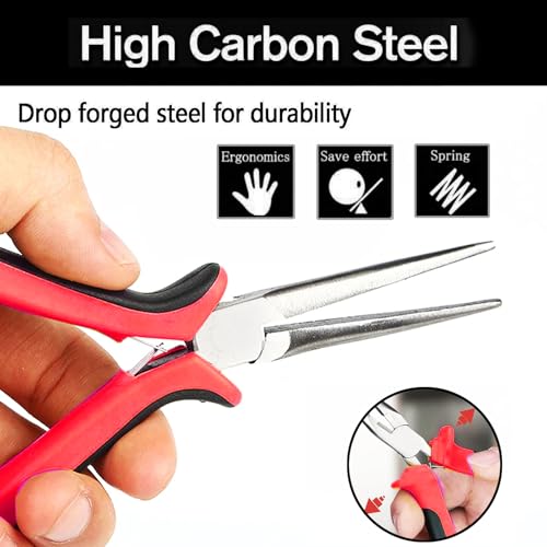 Mini Pliers Set 5 PCS Jewelry Plier Includes Long Nose,Wire Plier,pointed nose, Pliers with Grip Cutting Tools Set for DIY & Jewelry Making Supplies Repair