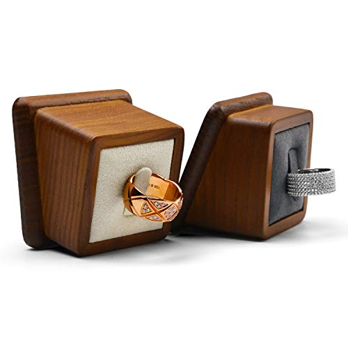 Oirlv Solid Wood Ring Holder,Square Single Ring Display Stand,Showcase Jewelry Display Bear - color: Creamy-white Ring Holder