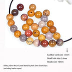 AD Beads Natural semi Precious Gemstone 10mm Round Loose Beads Big Hole 2mm Sized 30pcs (Mookaite Jasper) - color: Mookaite Jasper