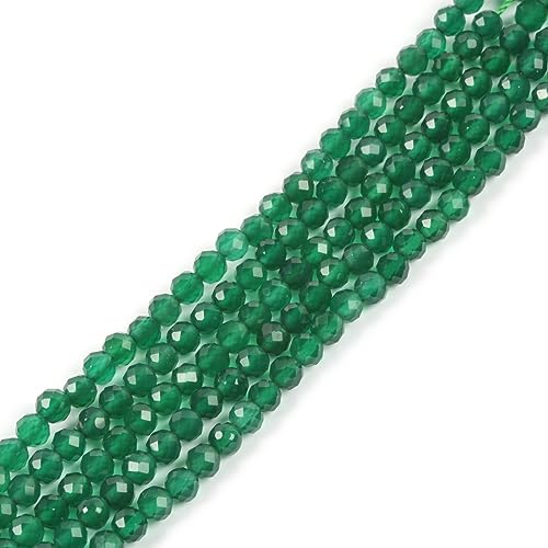 Green Agate 4mm Faceted Round Beads Loose Beads 16 Inch for Jewelry Making Beads - color: Green Agate