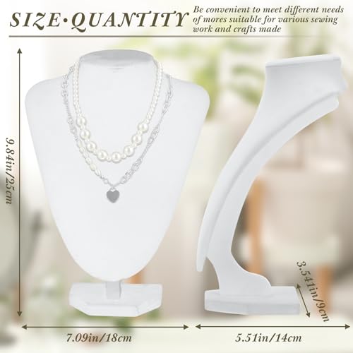 Huquary 6 Pcs Necklace Display Stand Necklace Holder Jewelry Bust Display Stands for Selling Home Store Trade Shows Photography Props Retail(White,Velvet) - color: White