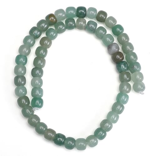 BEADIA Natural Green Aventurine Jade Flat Cut Round Drum Stone 8mmx7mm Loose Semi Gemstone Beads for Jewelry Making 38cm - color: Green Aventurine