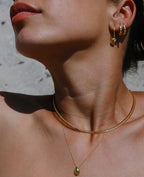 Aobei Pearl 18K Gold Plated Cuff Choker Necklace for Women Chunky Wire Chain Collar Jewelry - style: Flat Omega Choker