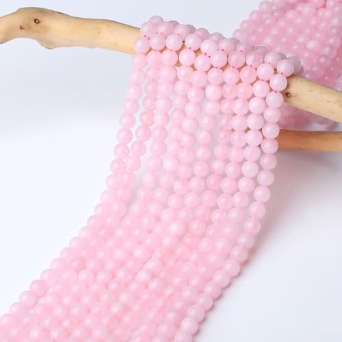 DUQGUHO Rose Quartz Beads 8mm Natural Crystal Pink Beads Round Polishing Stone Bead Genuine Gemstone Beads for DIY Jewelry Making 47 Pcs - color: Pink#1