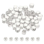 PATIKIL 4x4mm Filled Spacer Beads, 50Pcs Metal Smooth Faceted Tube Tiny Loose Beads for Bracelet Jewelry Making Necklace DIY, Silver - color: Silver, size: 4x4mm