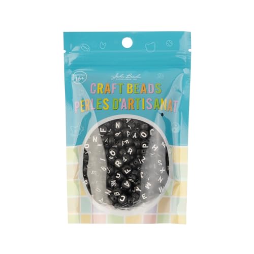 495pcs John Bead 7mm Black Round Acrylic Alphabet Beads for DIY Craft Jewelry Bracelet Necklace Making - color: Black & White