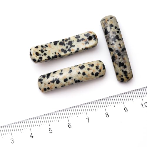5PCS Natural Dalmatian Stone Rectangle Curved Beads Gemstone Pendants Connectors for DIY Bracelet Neclace Jewelry Making - color: Dalmatian