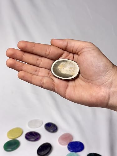 Pyrite Worry Stone – Natural Hand Carved Thumb Stone for Protection, Prosperity, and Manifestation | Pocket Healing Crystal for Focus, Confidence, Anxiety Relief & Energy Shielding - color: Pyrite