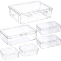 Jetec 6 Pieces Mini Plastic Clear Beads Storage Containers Box for Collecting Small Items, Beads, Jewelry, Business Cards, Game Pieces, Crafts (4 Size) - size: Mixed Sizes